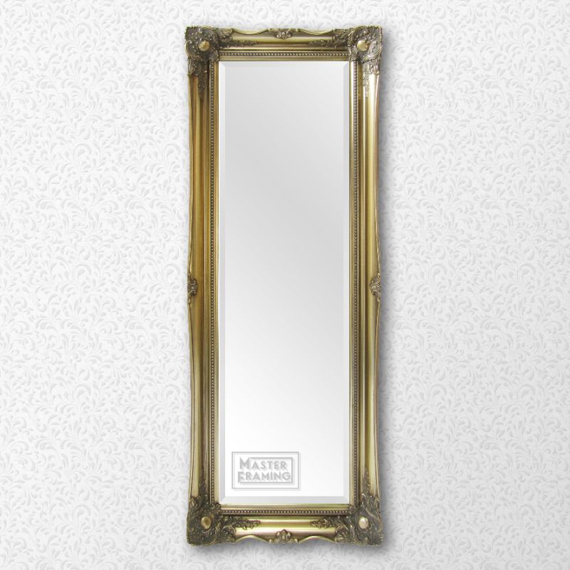 ornate beaded gold framed mirror 491g